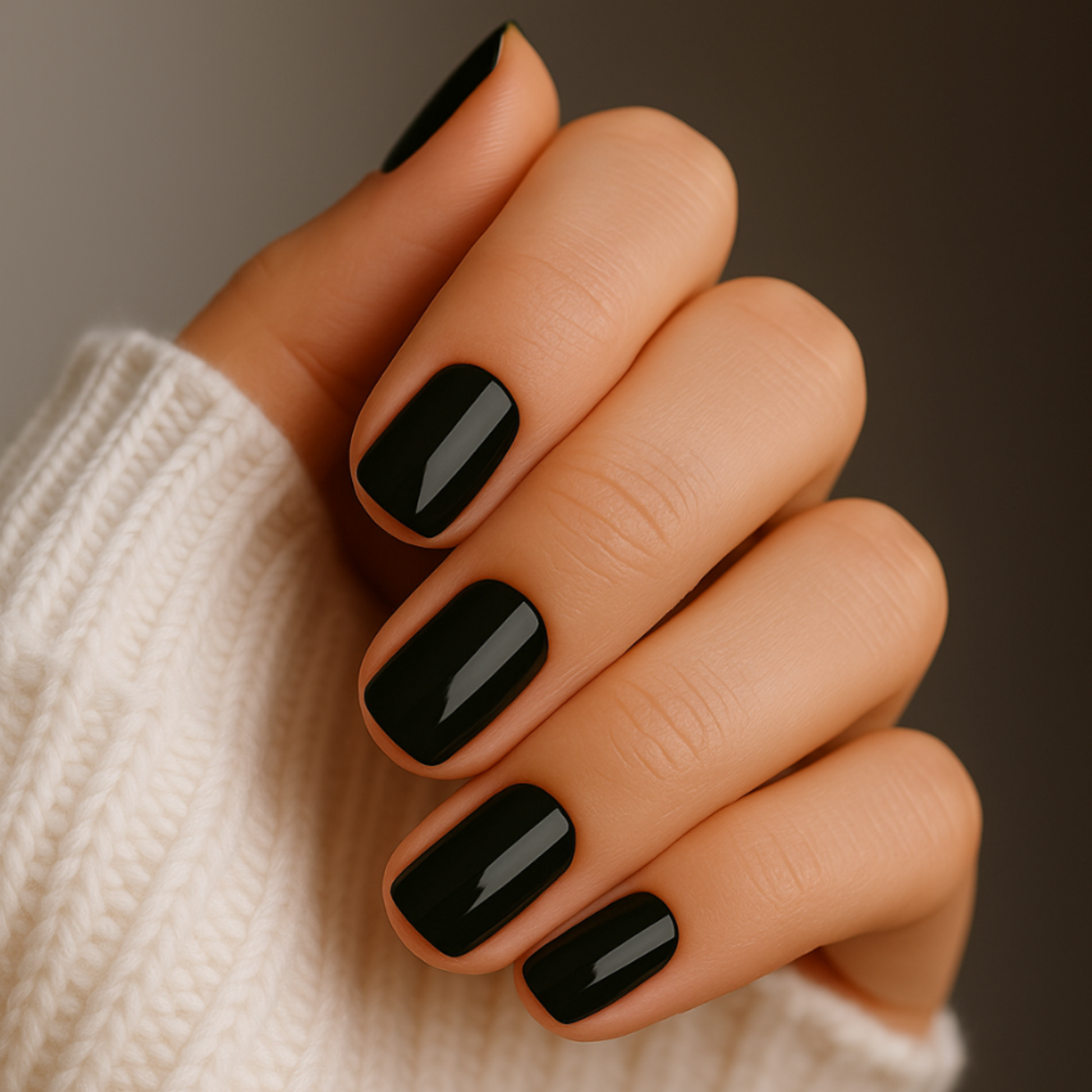 Preto Profundo Quadrado Press Ons De Gel Suave