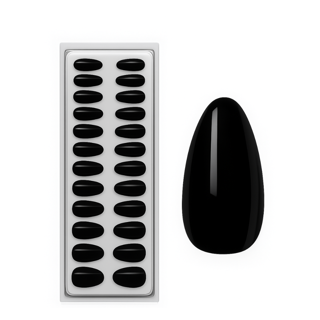 Preto Profundo Almondo Press Ons De Gel Suave