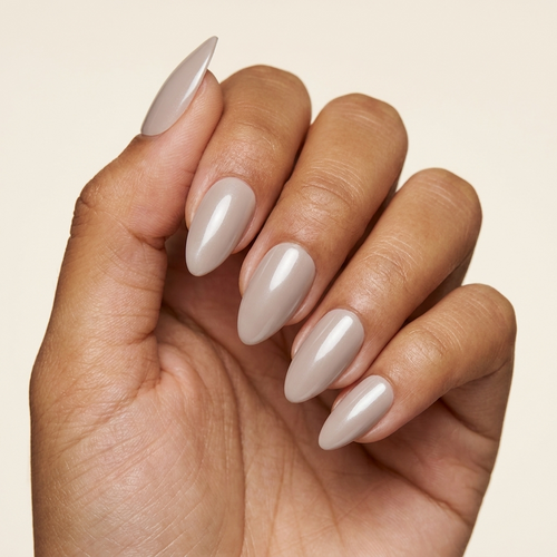 Taupe Pérola Amendoado Médio Press Ons De Gel Suave