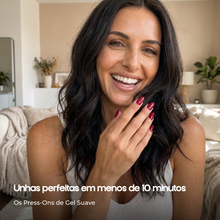 Unhas press-on de gel suave aplicadas em menos de 10 minutos