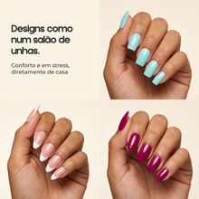 Designs de press-on nails com acabamento de salão