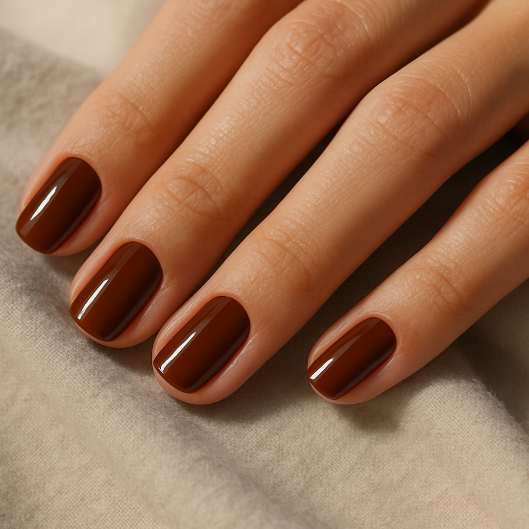 Castanho Escuro Quadrado Press Ons De Gel Suave