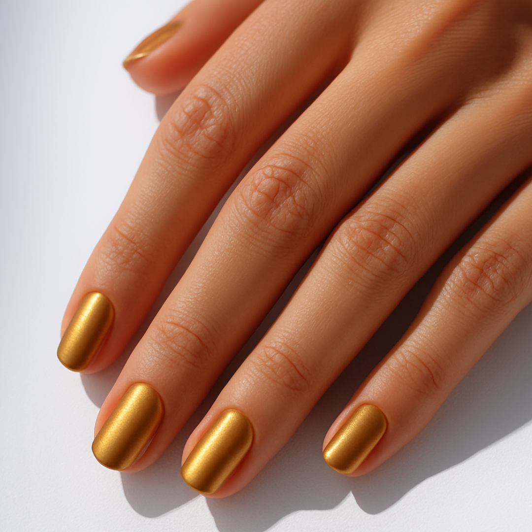 Ouro Glamoroso Almondo Press Ons De Gel Suave