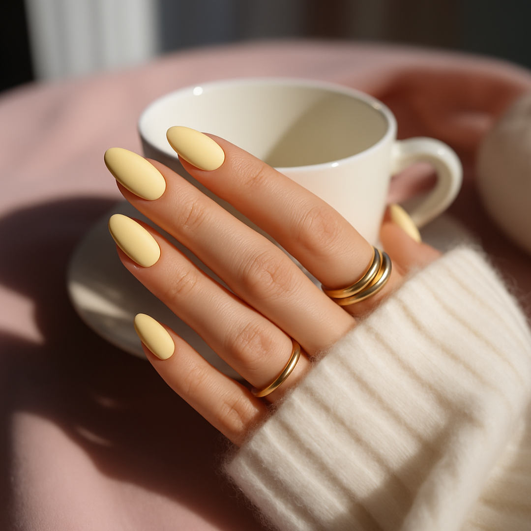 Amarelo Médio Quadrado Press Ons De Gel Suave
