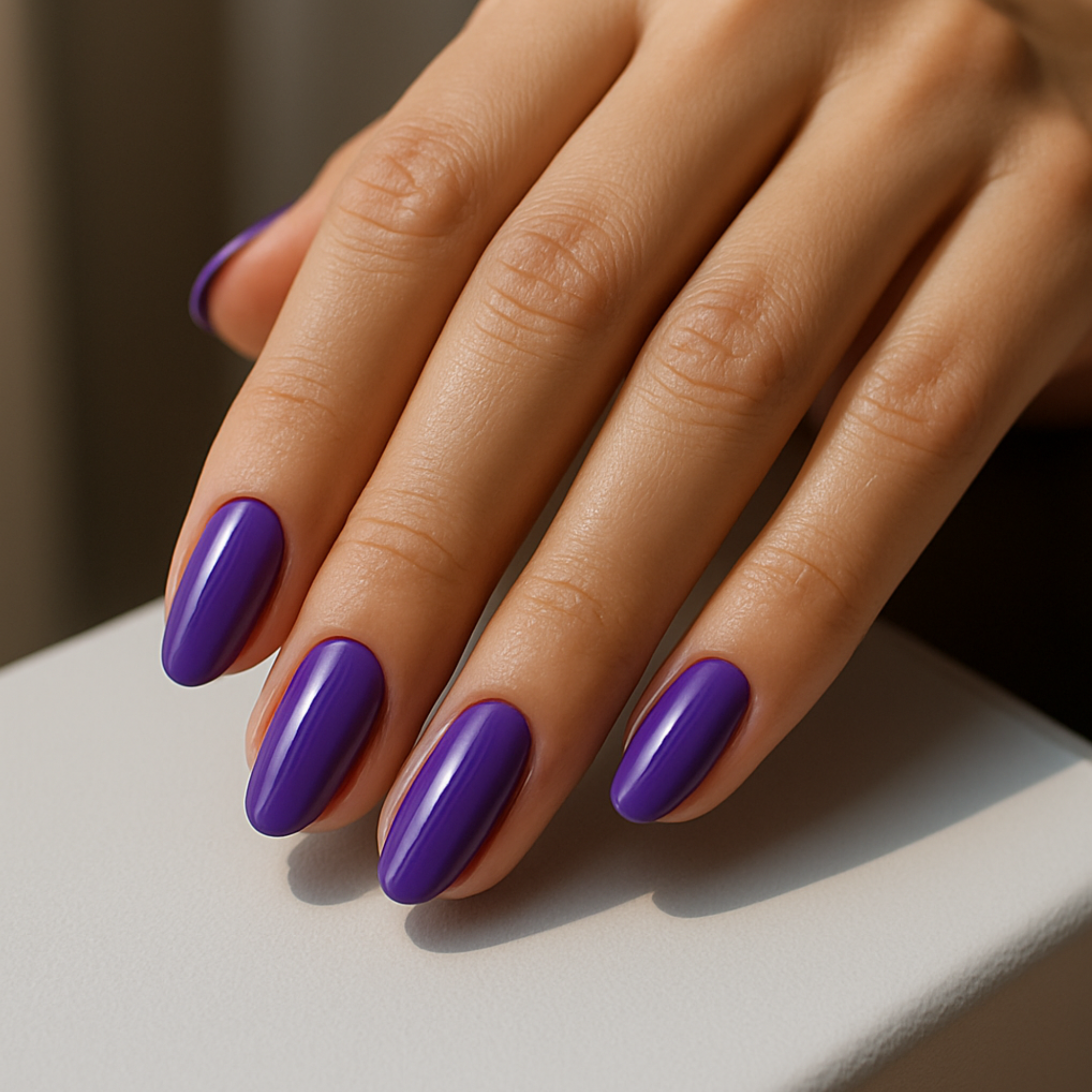 Névoa Púrpura Oval Press Ons De Gel Suave