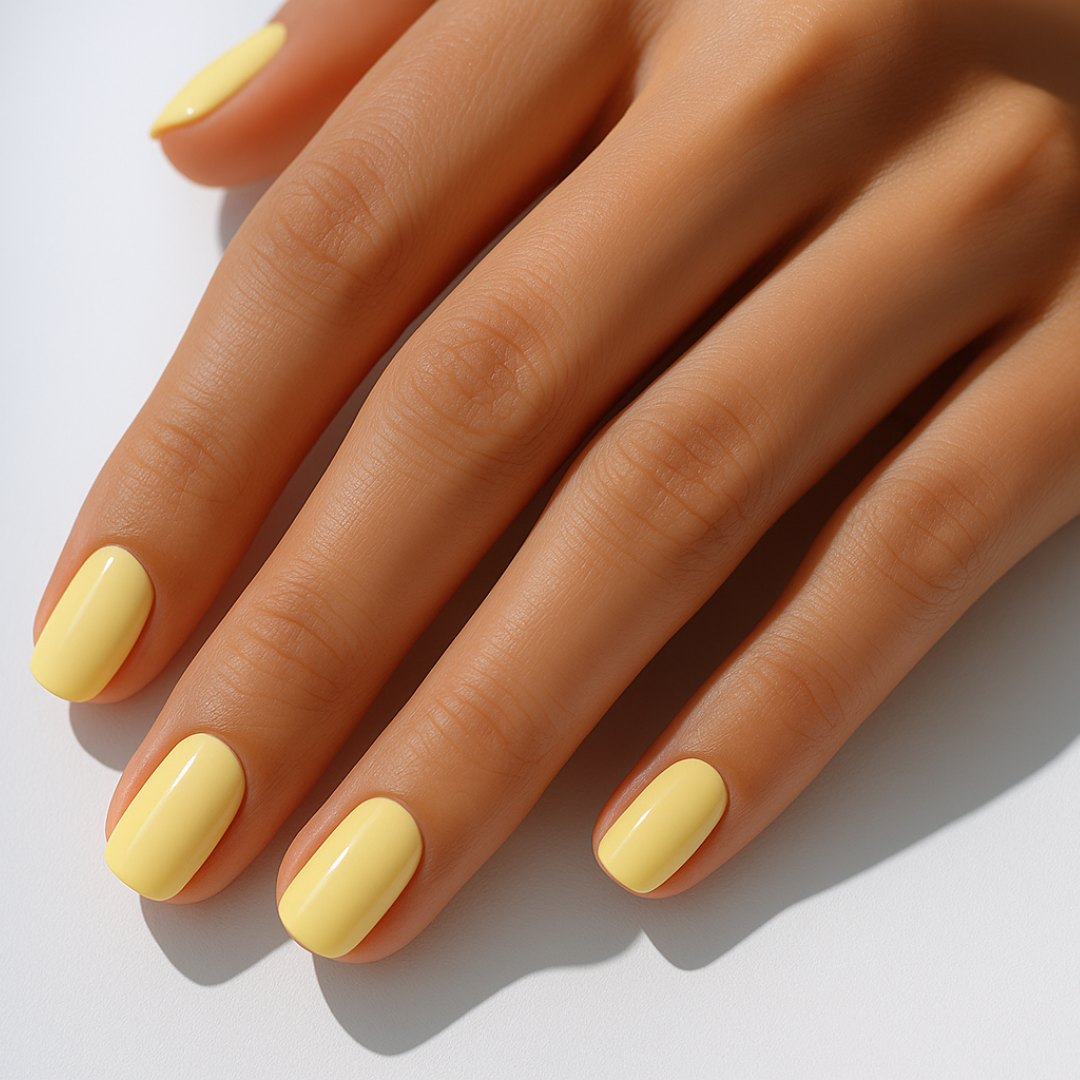 Amarelo Médio Quadrado Press Ons De Gel Suave