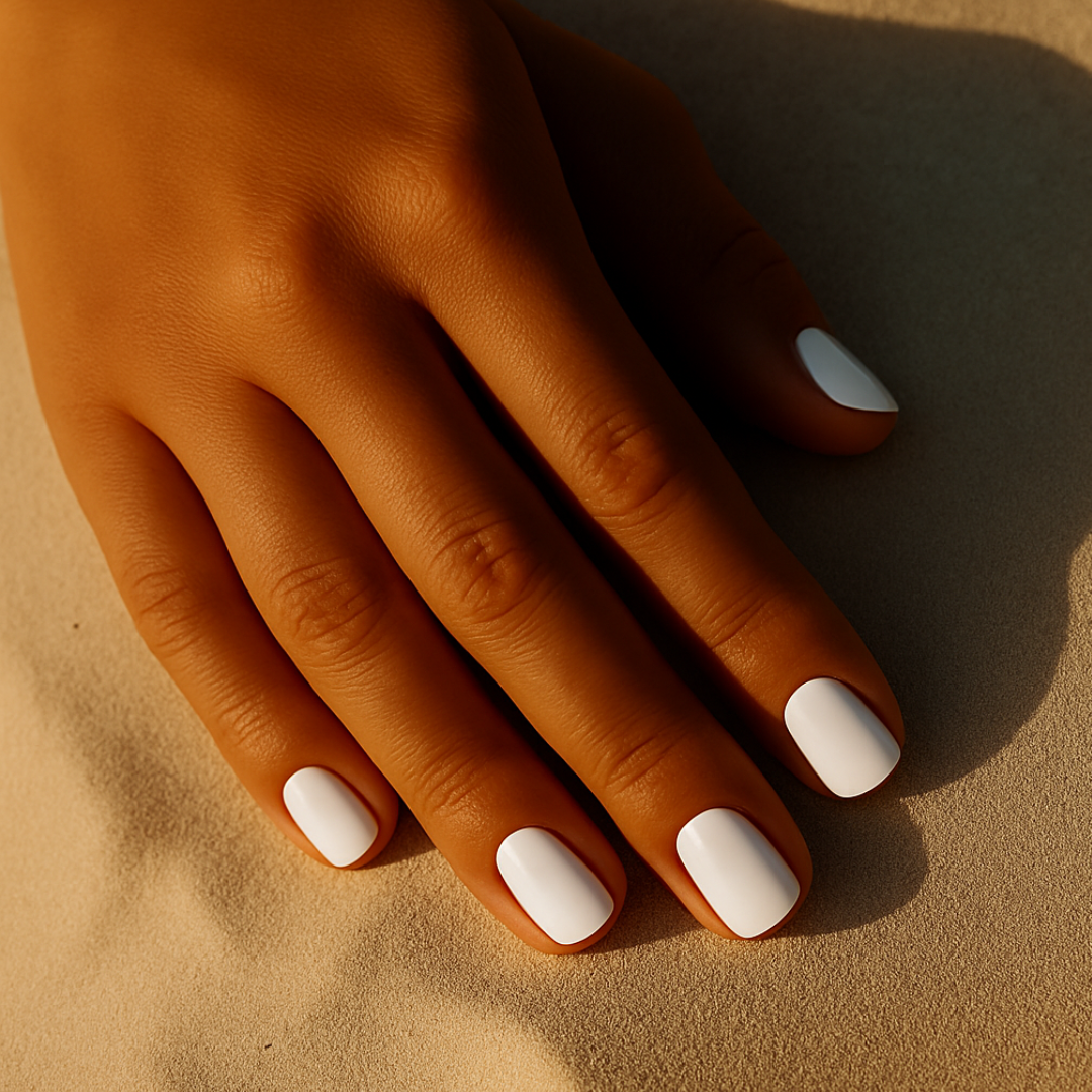 Branco Puro Almondo Press Ons De Gel Suave