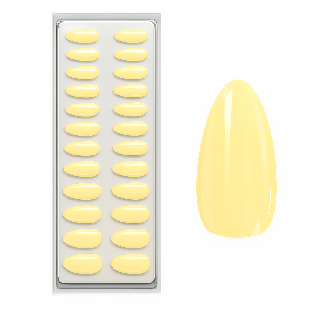 Amarelo Médio Almondo Press Ons De Gel Suave