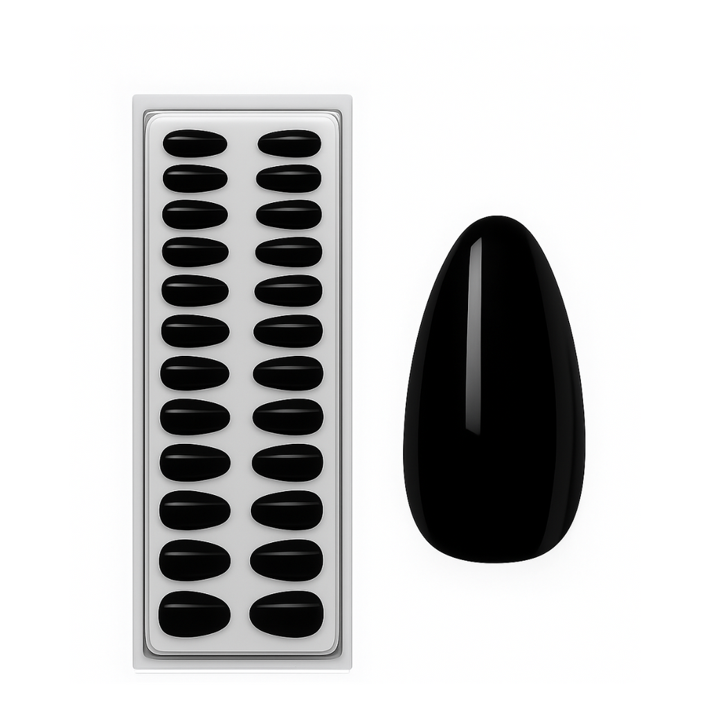 Preto Profundo Almondo Press Ons De Gel Suave