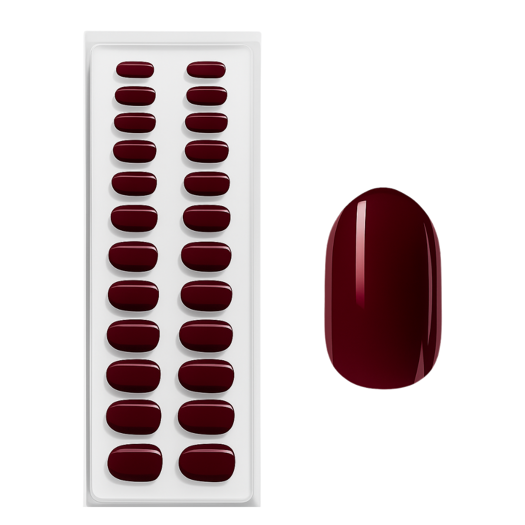 Sonho Bordô Oval Press Ons De Gel Suave