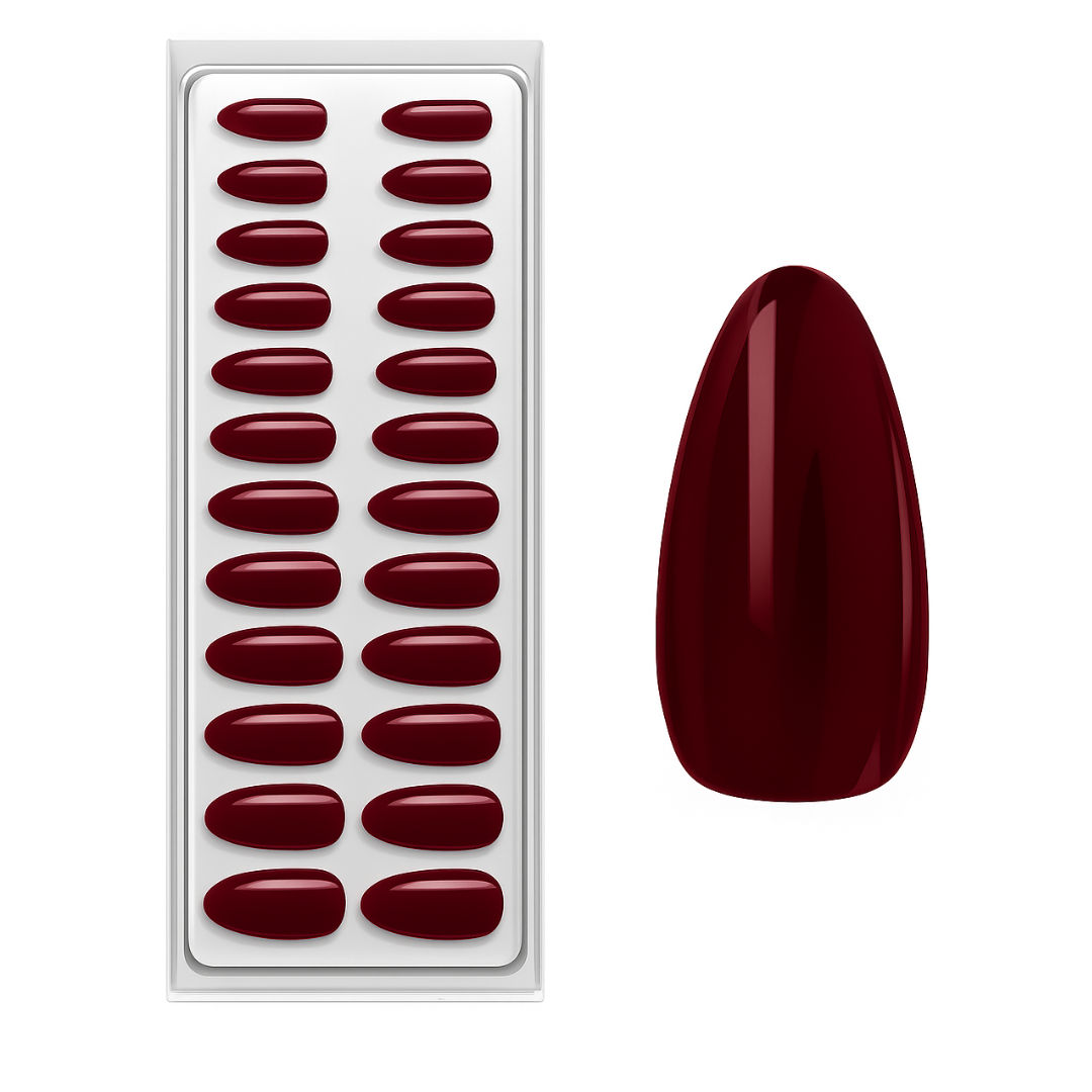 Sonho Bordô Almondo Press Ons De Gel Suave