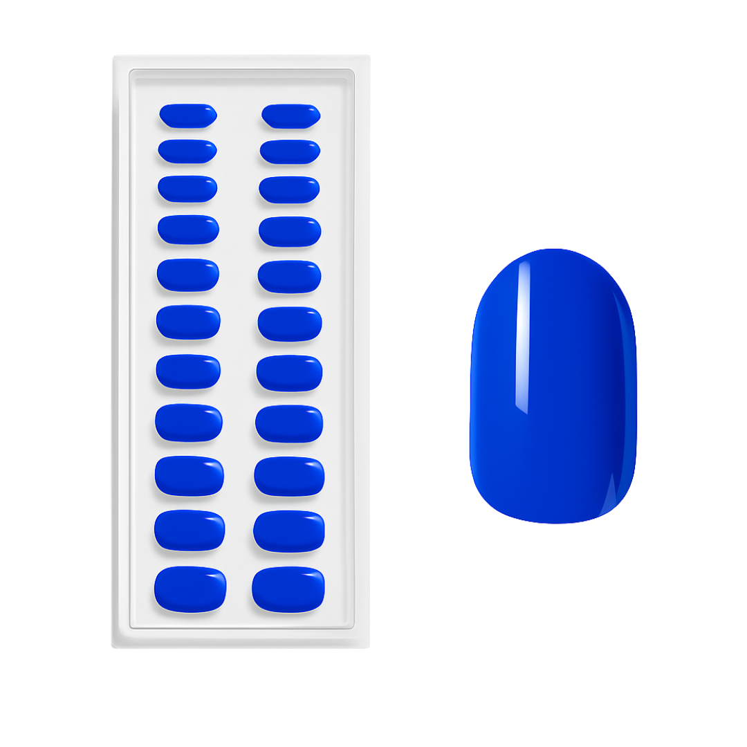 Turquesa Celeste Oval Press Ons De Gel Suave
