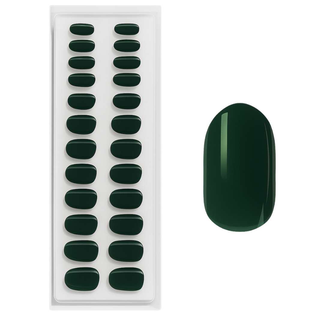 Verde Escuro Oval Press Ons De Gel Suave