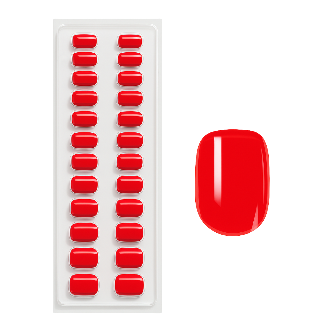 Vermelho Médio Quadrado Press Ons De Gel Suave