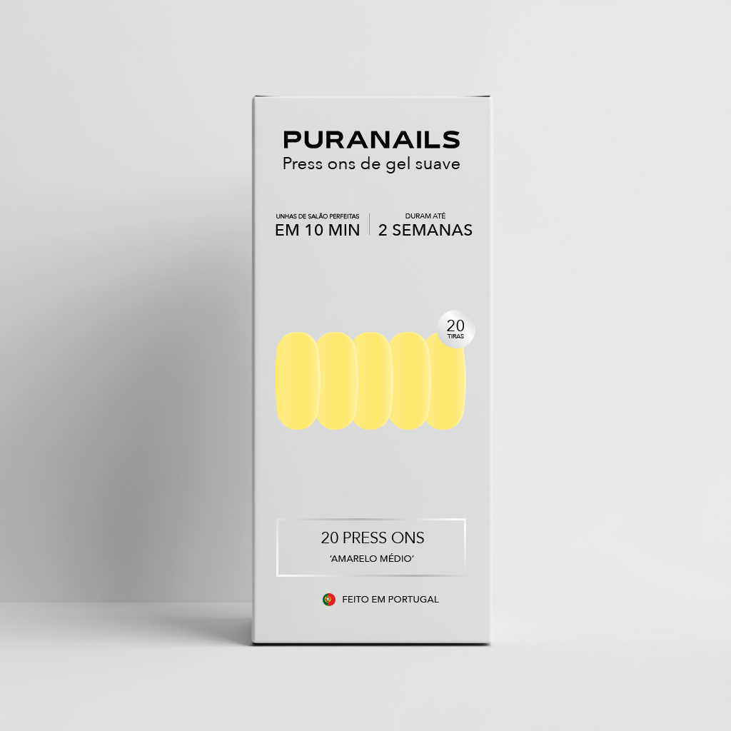 Amarelo Médio Oval Press Ons De Gel Suave