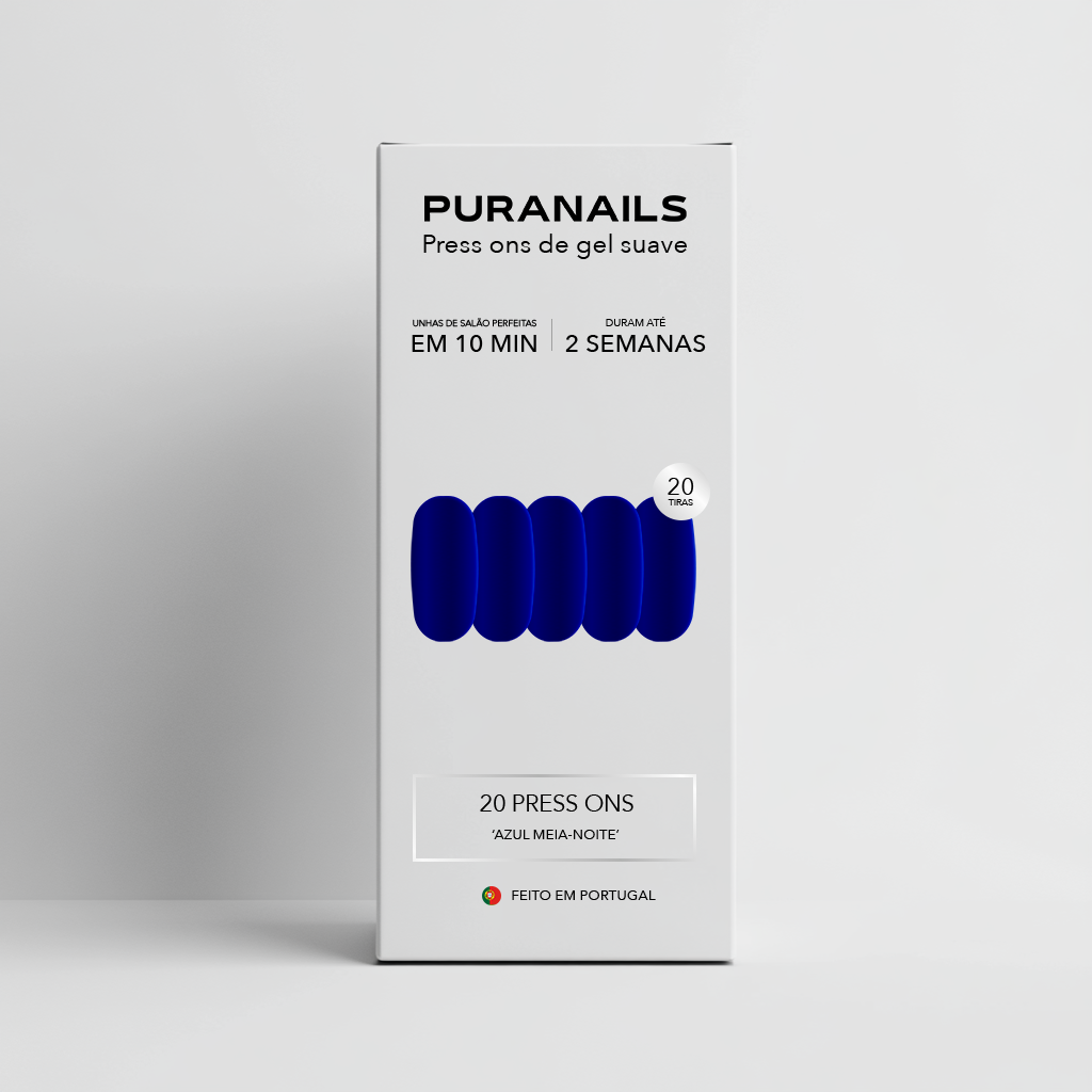 Azul Meia-Noite Almondo Press Ons De Gel Suave