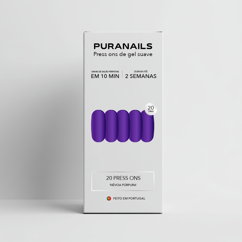 Névoa Púrpura Oval Press Ons De Gel Suave
