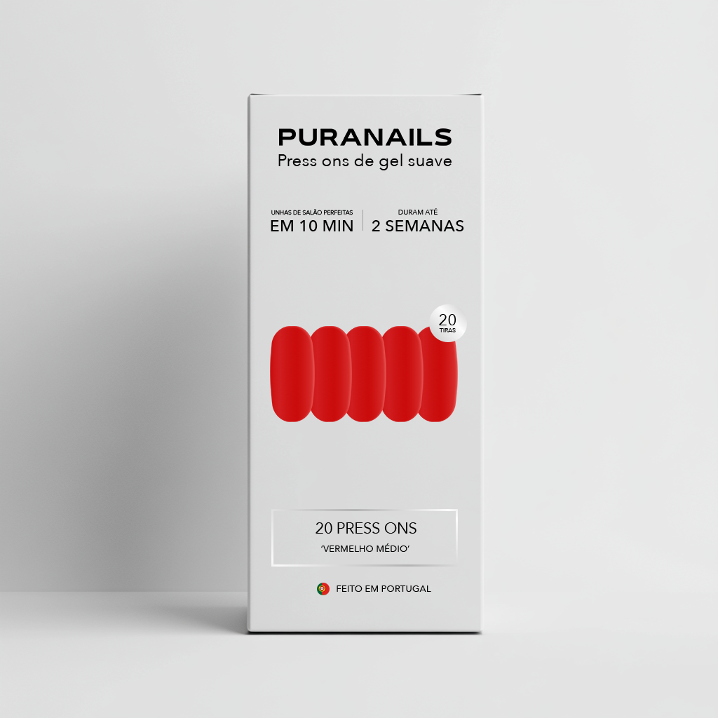 Vermelho Médio Almondo Press Ons De Gel Suave