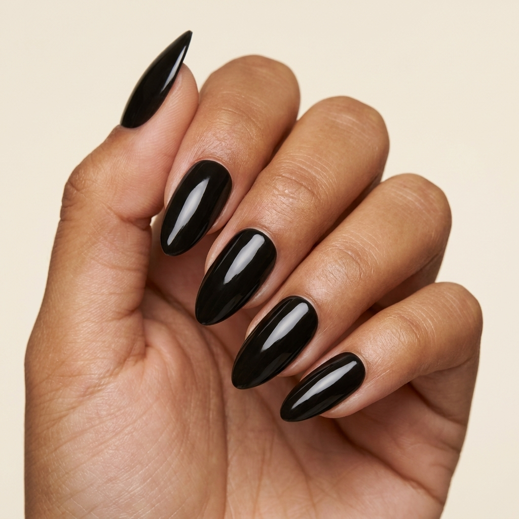 Preto - press-on nails, Amendoado