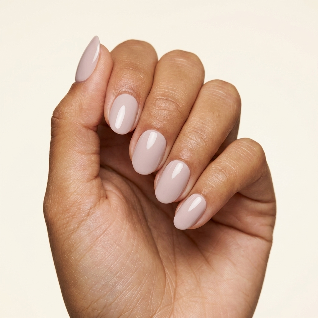 Nude Brilhante - press-on nails, oval curto